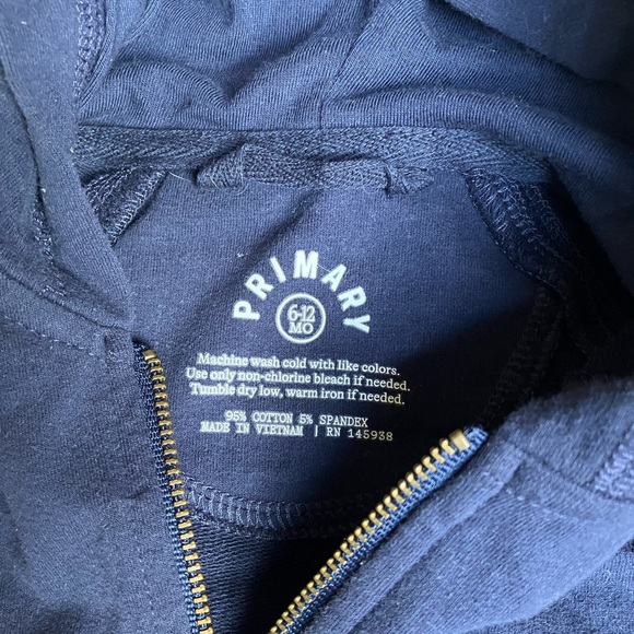 Primary Brand zip-up hoodie - Size 6-12 months - navy blue w/rainbow - Picture 2 of 5